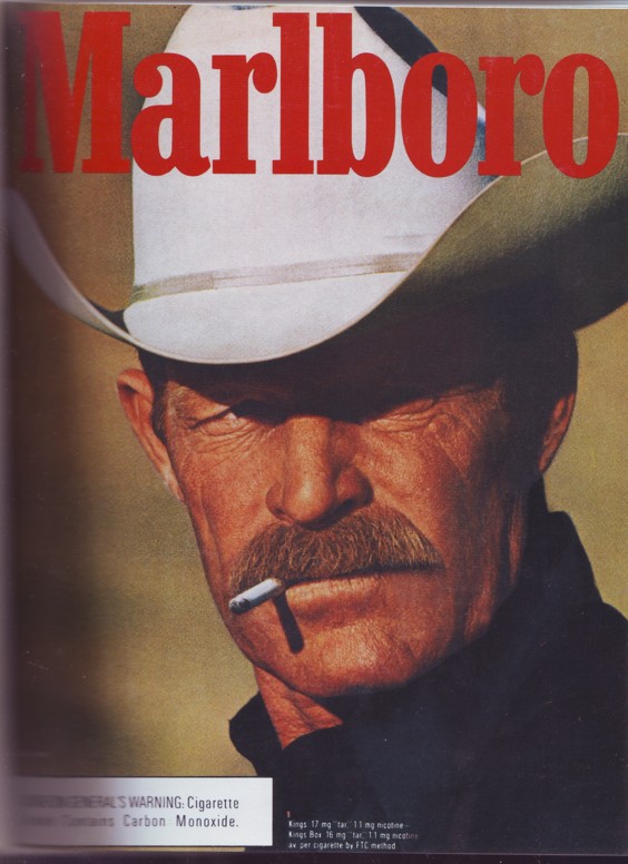Marlboro-Man. Kernig, mit Schnauz.